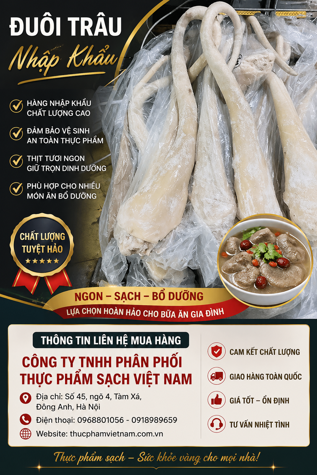 Nguồn đuôi trâu nhập khẩu ổn định quanh năm
